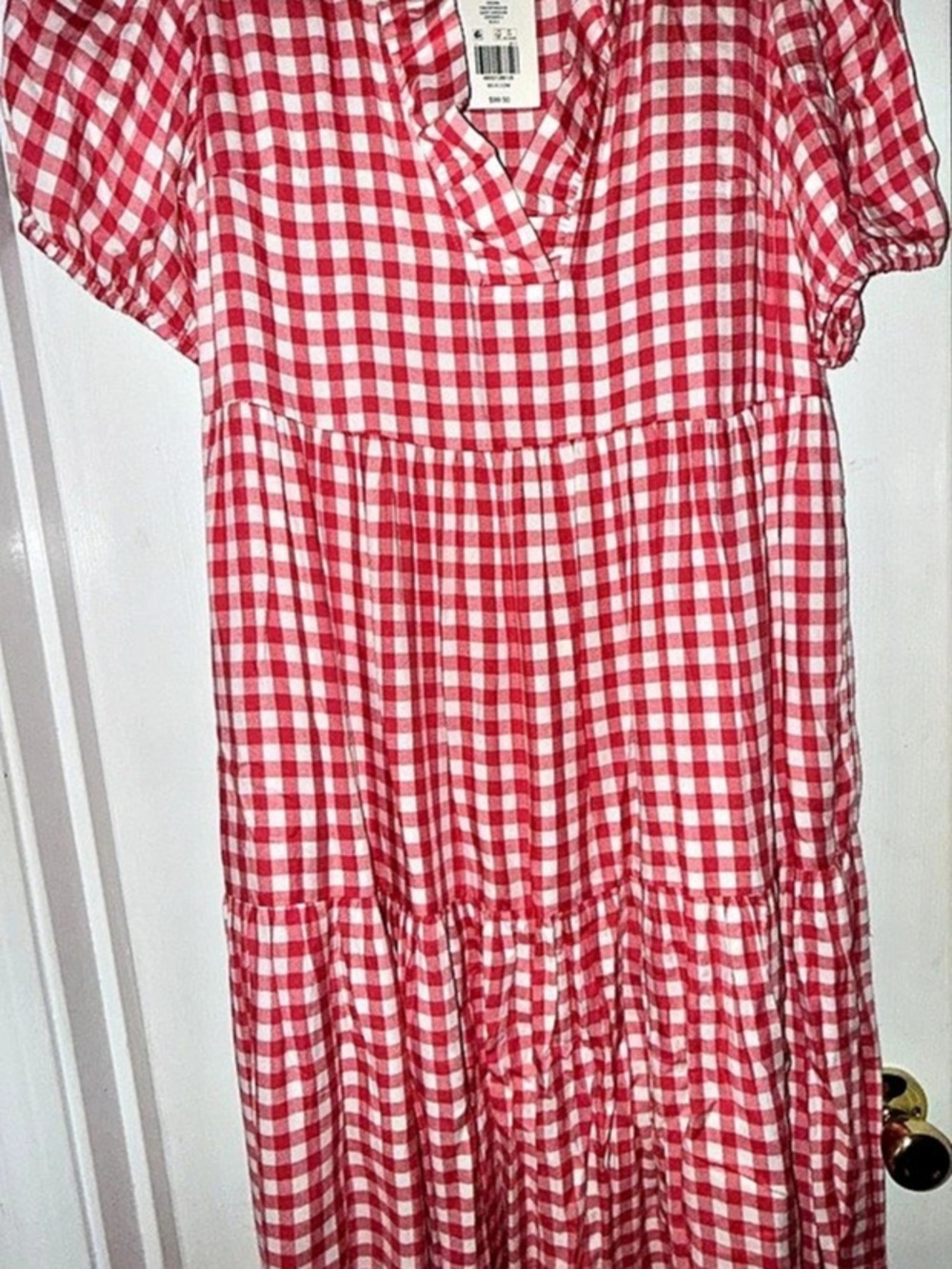 Crown & Ivy Gingham Maxi Dress in Red & White Size Medium